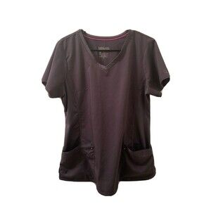 Purple Label Yoga by Healing Hands Women’s Scrub Top Nurse Medical Size L Gray